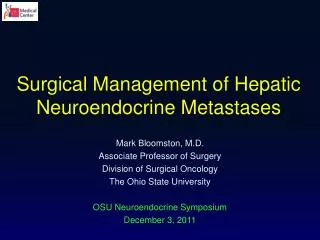 Surgical Management of Hepatic Neuroendocrine Metastases