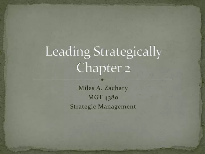 leading strategically chapter 2