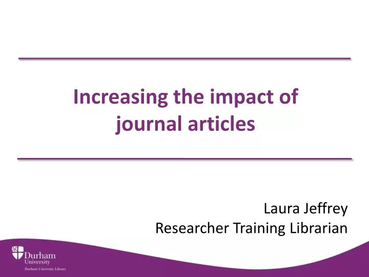 increasing the impact of journal articles