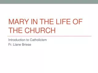 Mary in the life of the church