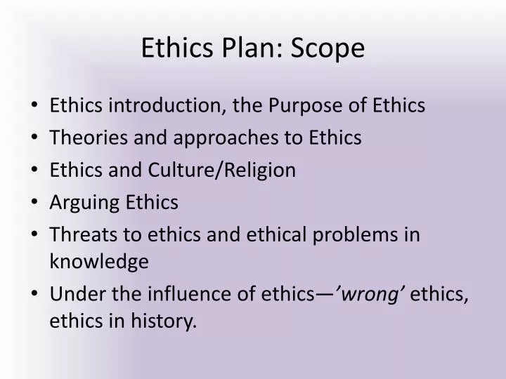 ethics plan scope