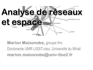 analyse de r seaux et espace