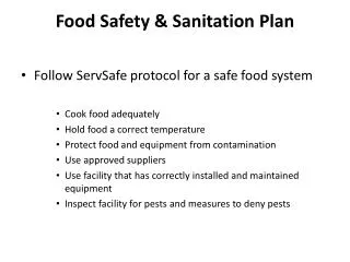 Food Safety &amp; Sanitation Plan