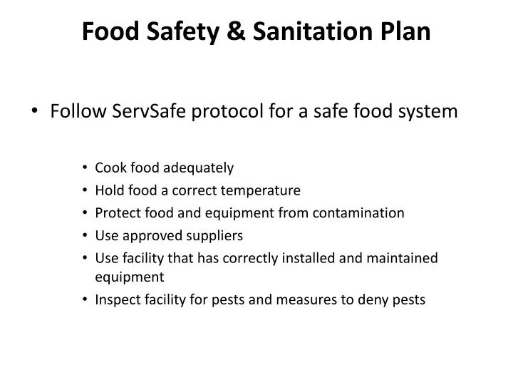 food safety sanitation plan