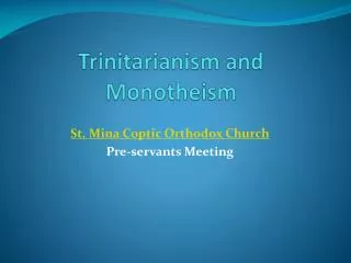 Trinitarianism and Monotheism