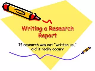 Writing a Research Report