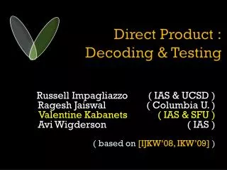 Direct Product : Decoding &amp; Testing