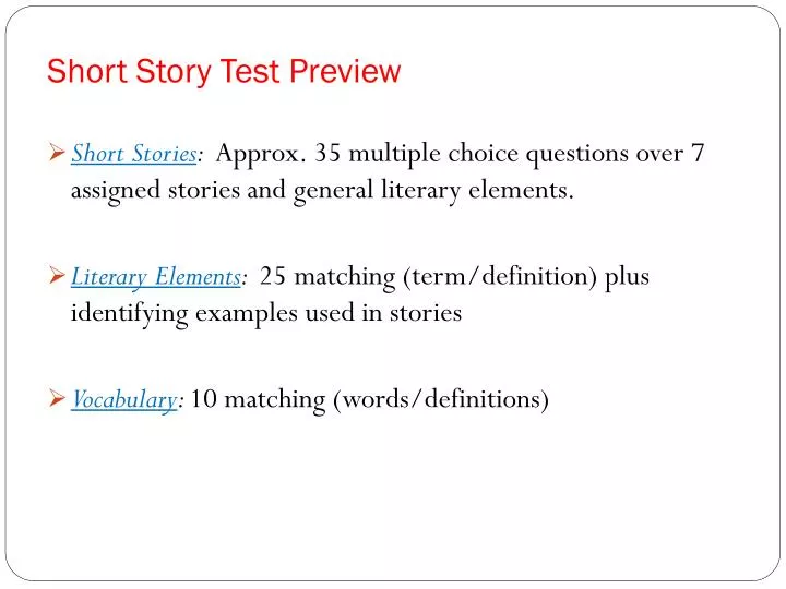 short story test preview
