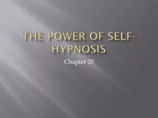 The power of self-hypnosis
