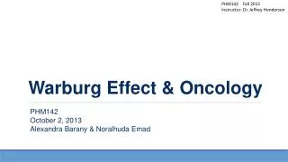Warburg Effect &amp; Oncology