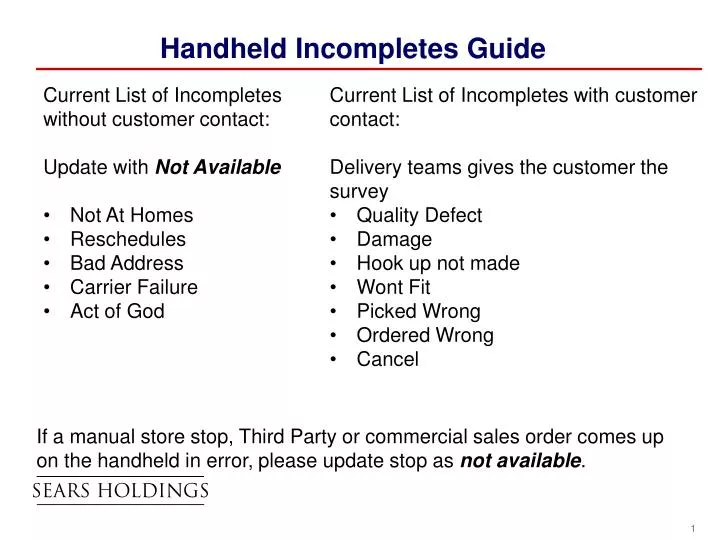 handheld incompletes guide