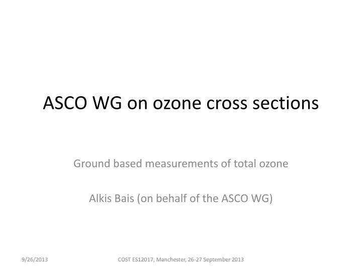 asco wg on ozone cross sections