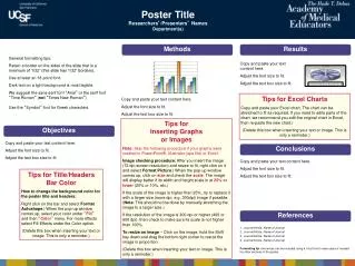 Poster Title Researchers ’ /Presenters ’ Names Department(s)