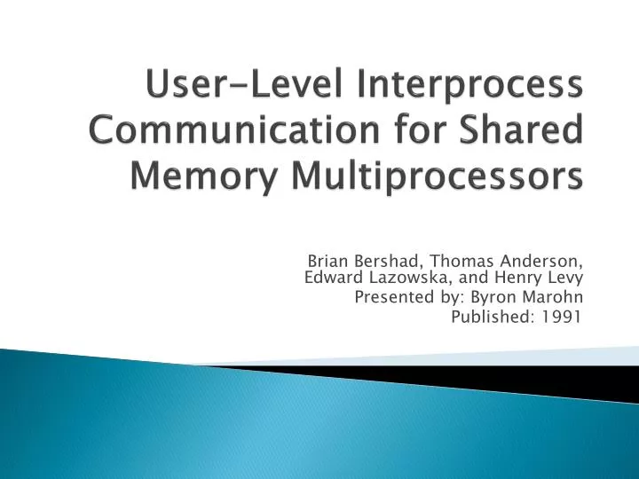 user level interprocess communication for shared memory multiprocessors