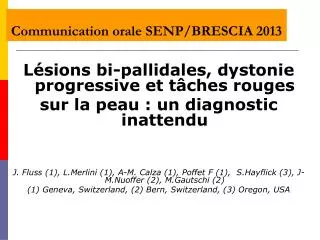 Communication orale SENP/BRESCIA 2013