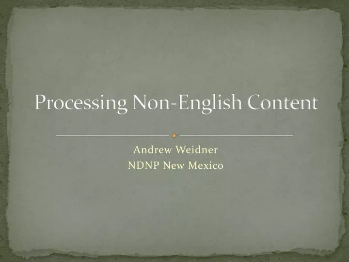processing non english content
