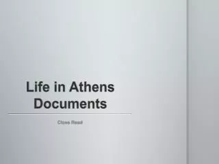 Life in Athens Documents