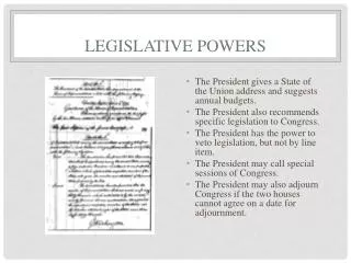 LEGISLATIVE POWERS