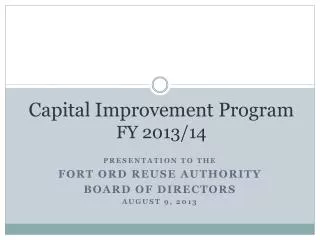 Capital Improvement Program FY 2013/14