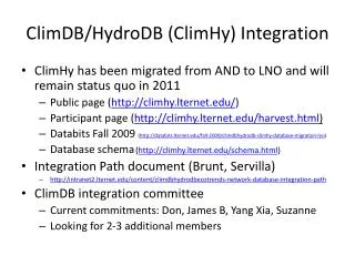 ClimDB/HydroDB (ClimHy) Integration