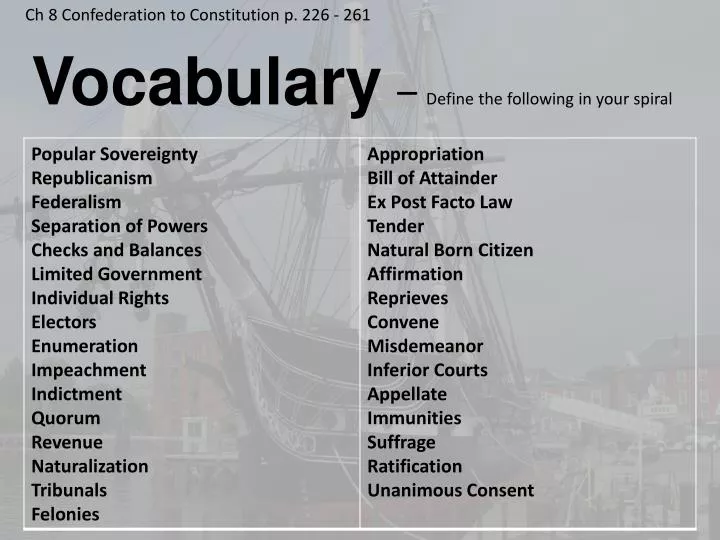 vocabulary define the following in your spiral