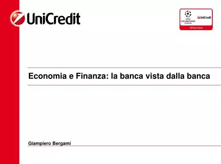 economia e finanza la banca vista dalla banca