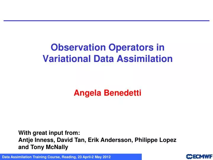 observation operators in variational data assimilation