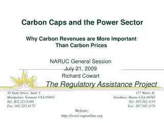 Carbon Caps and the Power Sector Why Carbon Revenues are More Important Than Carbon Prices