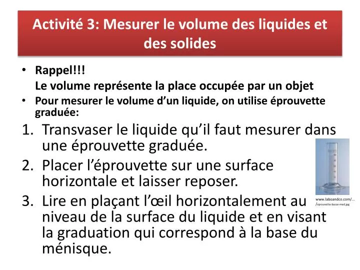 activit 3 mesurer le volume des liquides et des solides