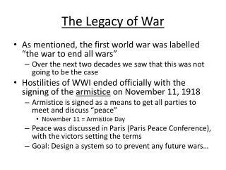 The Legacy of War