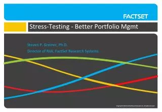 Stress-Testing - Better Portfolio Mgmt