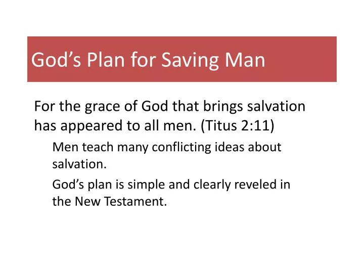 god s plan for saving man