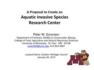 A Proposal to Create an Aquatic Invasive Species Research Center