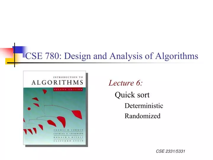 cse 780 design and analysis of algorithms