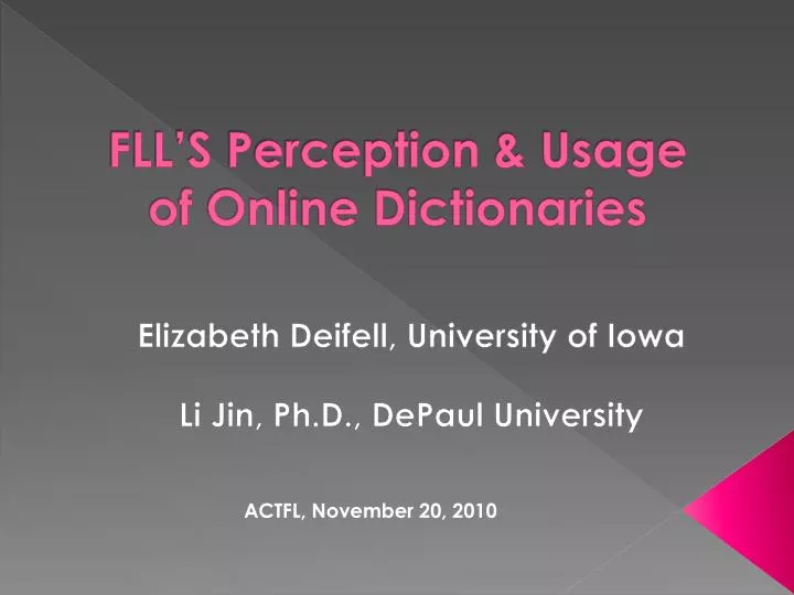 fll s perception usage of online dictionaries
