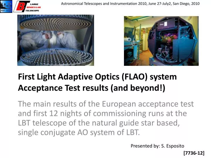 first light adaptive optics flao system acceptance test results and beyond