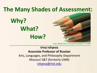 The Many Shades of Assessment :