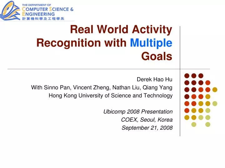 real world activity recognition with multiple goals