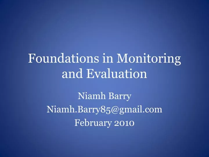 foundations in monitoring and evaluation