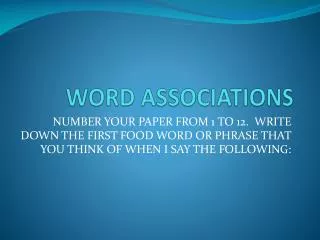 WORD ASSOCIATIONS