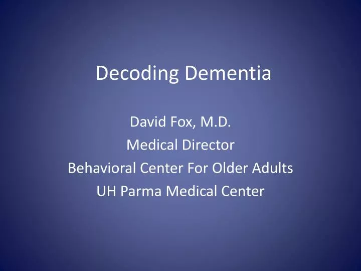 decoding dementia