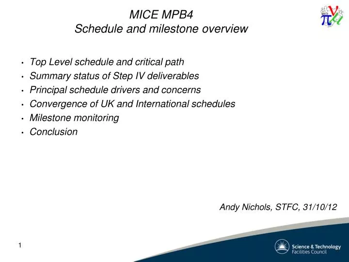 mice mpb4 schedule and milestone overview