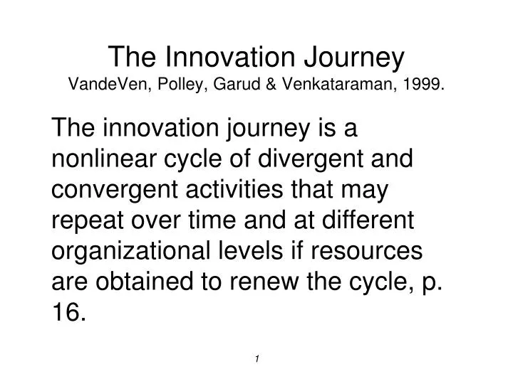 the innovation journey vandeven polley garud venkataraman 1999
