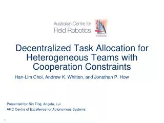 Decentralized Task Allocation for Heterogeneous Teams with Cooperation Constraints