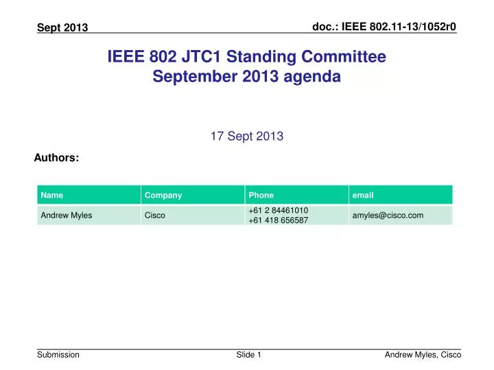 ieee 802 jtc1 standing committee september 2013 agenda