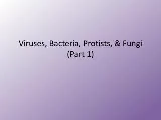 Viruses, Bacteria, Protists, &amp; Fungi (Part 1)