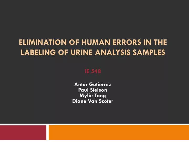 elimination of human errors in the labeling of urine analysis samples ie 548