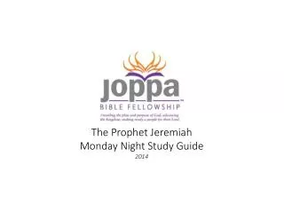 The Prophet Jeremiah Monday Night Study Guide 2014