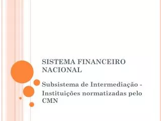 sistema financeiro nacional