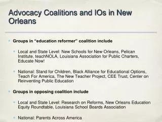 Advocacy Coalitions and IOs in New Orleans